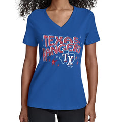 Texas Rangers Starter Women's Fireworks Team Name V-Neck T-Shirt | MLB Near me