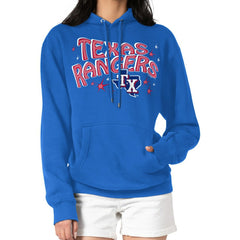 Texas Rangers Starter Women's Fireworks Fleece Tri-Blend Pullover Hoodie | MLB For sale