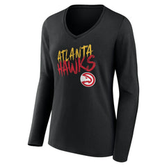 Atlanta Hawks Women's Hustle Custom Long Sleeve V-Neck T-Shirt On Sale
