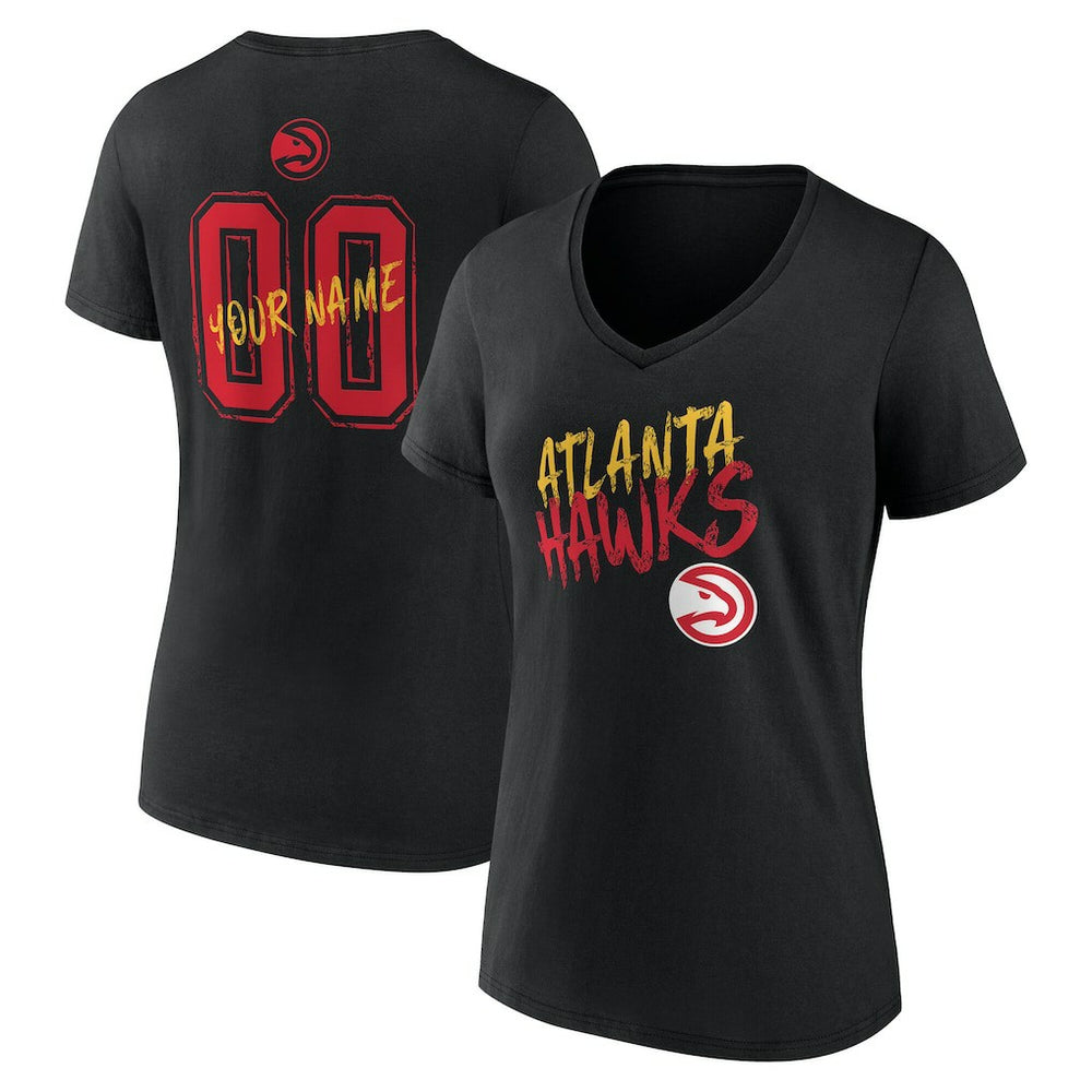 Atlanta Hawks Women's Hustle Custom V-Neck T-Shirt On Sale