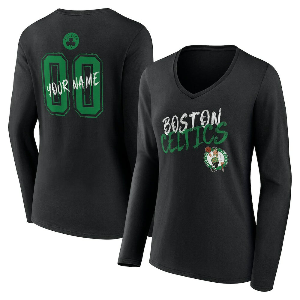 Boston Celtics Women's Hustle Custom Long Sleeve V-Neck T-Shirt Online