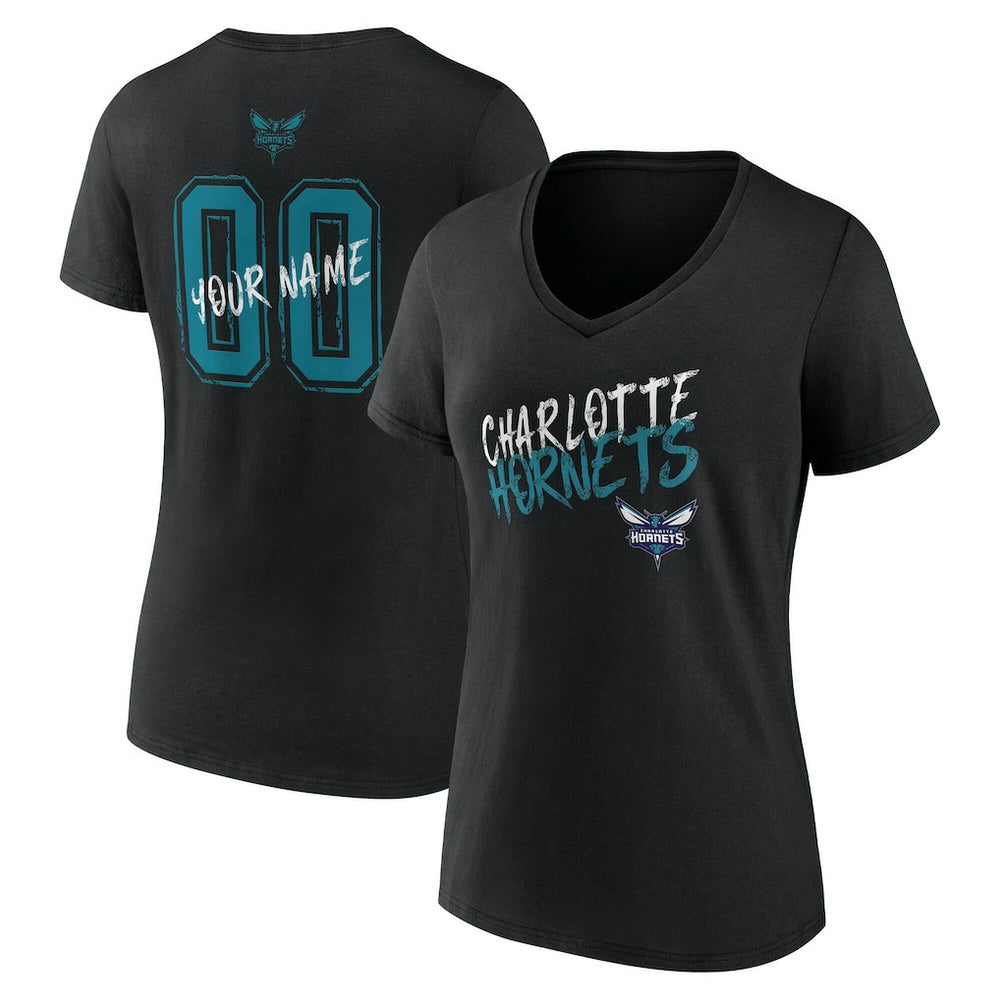 Charlotte Hornets Women's Hustle Custom V-Neck T-Shirt Outlet