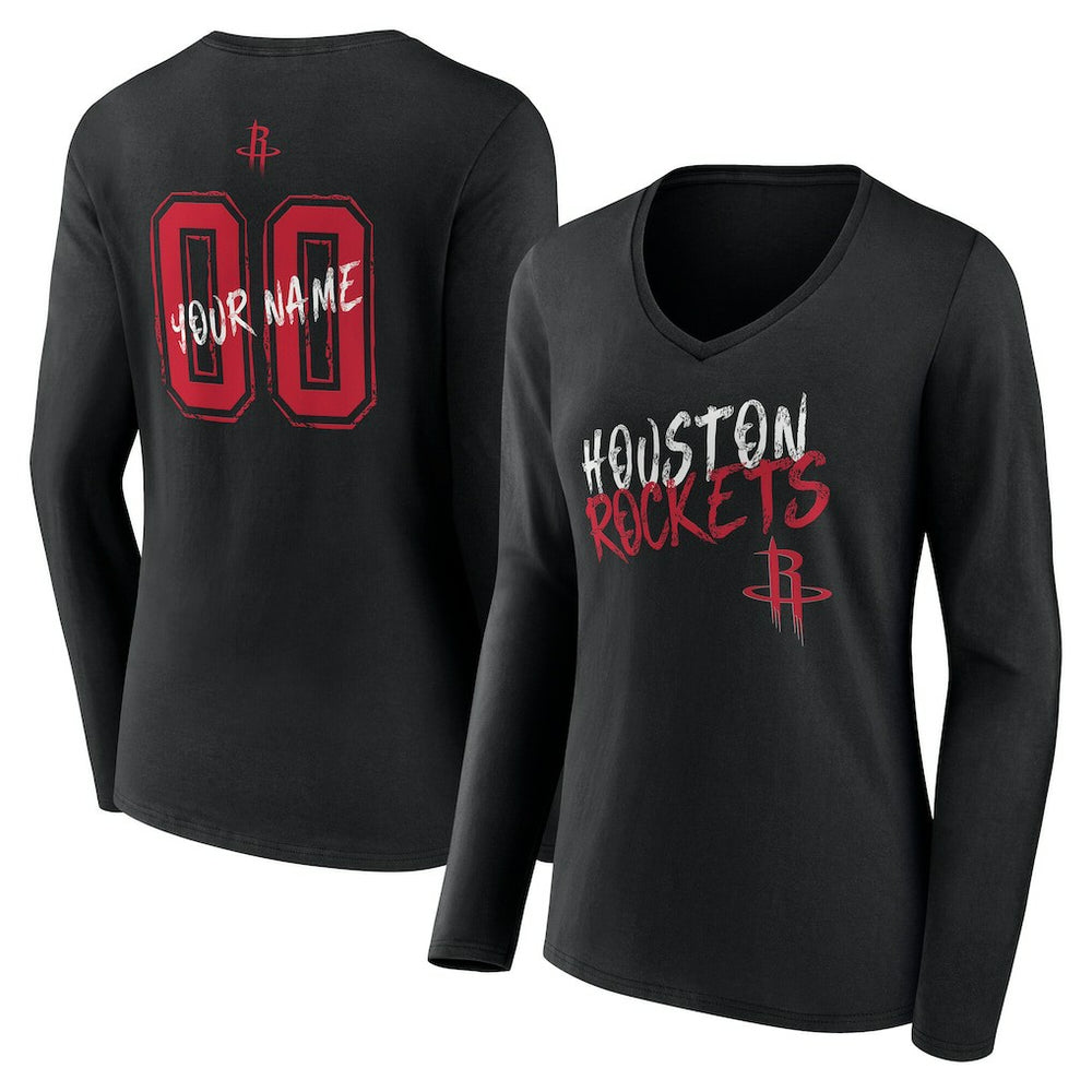 Houston Rockets Women's Hustle Custom Long Sleeve V-Neck T-Shirt Online