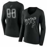 San Antonio Spurs Women's Hustle Custom Long Sleeve V-Neck T-Shirt Outlet