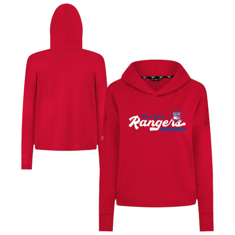 New York Rangers Levelwear Women's Sweet Monument Tri-Blend Cropped Pullover Hoodie On Sale