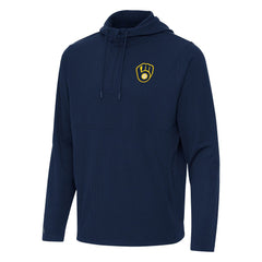Milwaukee Brewers Antigua Connected Quarter-Zip Pullover Hoodie | MLB On Sale