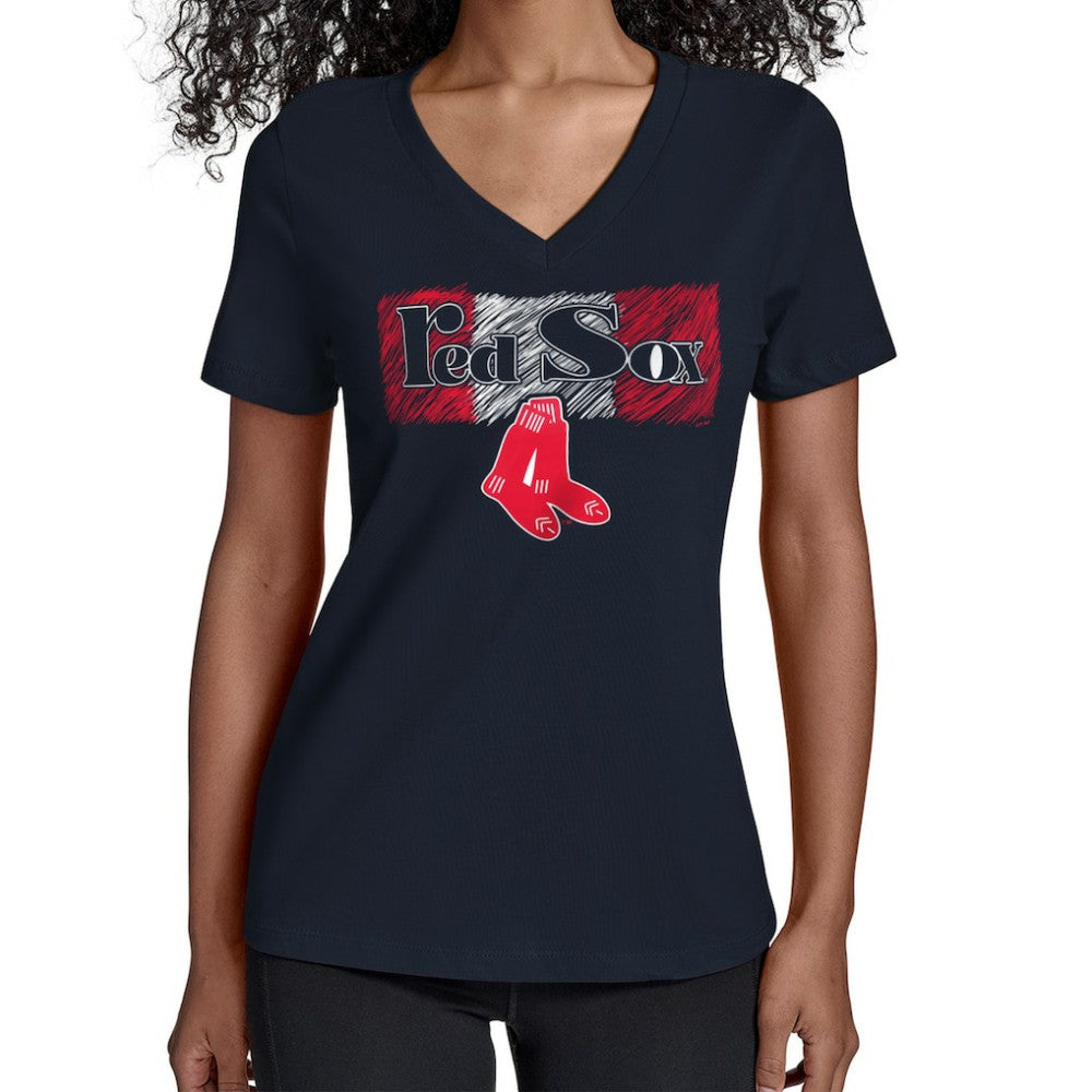 Boston Red Sox Starter Women's Team Color Shading V-Neck T-Shirt | MLB Discount