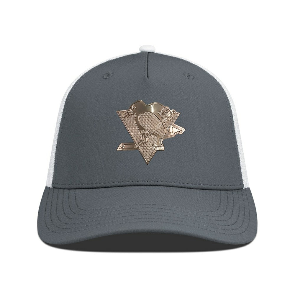 Pittsburgh Penguins Levelwear Signal Copper Insignia Trucker Adjustable Hat For Sale