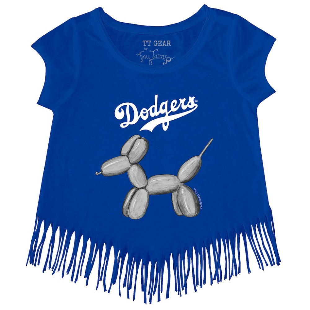 Los Angeles Dodgers Tiny Turnip Girls Youth Balloon Dog Fringe T-Shirt | MLB Shop