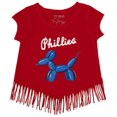 Philadelphia Phillies Tiny Turnip Girls Youth Balloon Dog Fringe T-Shirt | MLB Discount