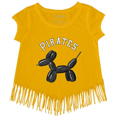 Pittsburgh Pirates Tiny Turnip Girls Youth Balloon Dog Fringe T-Shirt | MLB US