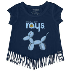 Tampa Bay Rays Tiny Turnip Girls Youth Balloon Dog Fringe T-Shirt | MLB New