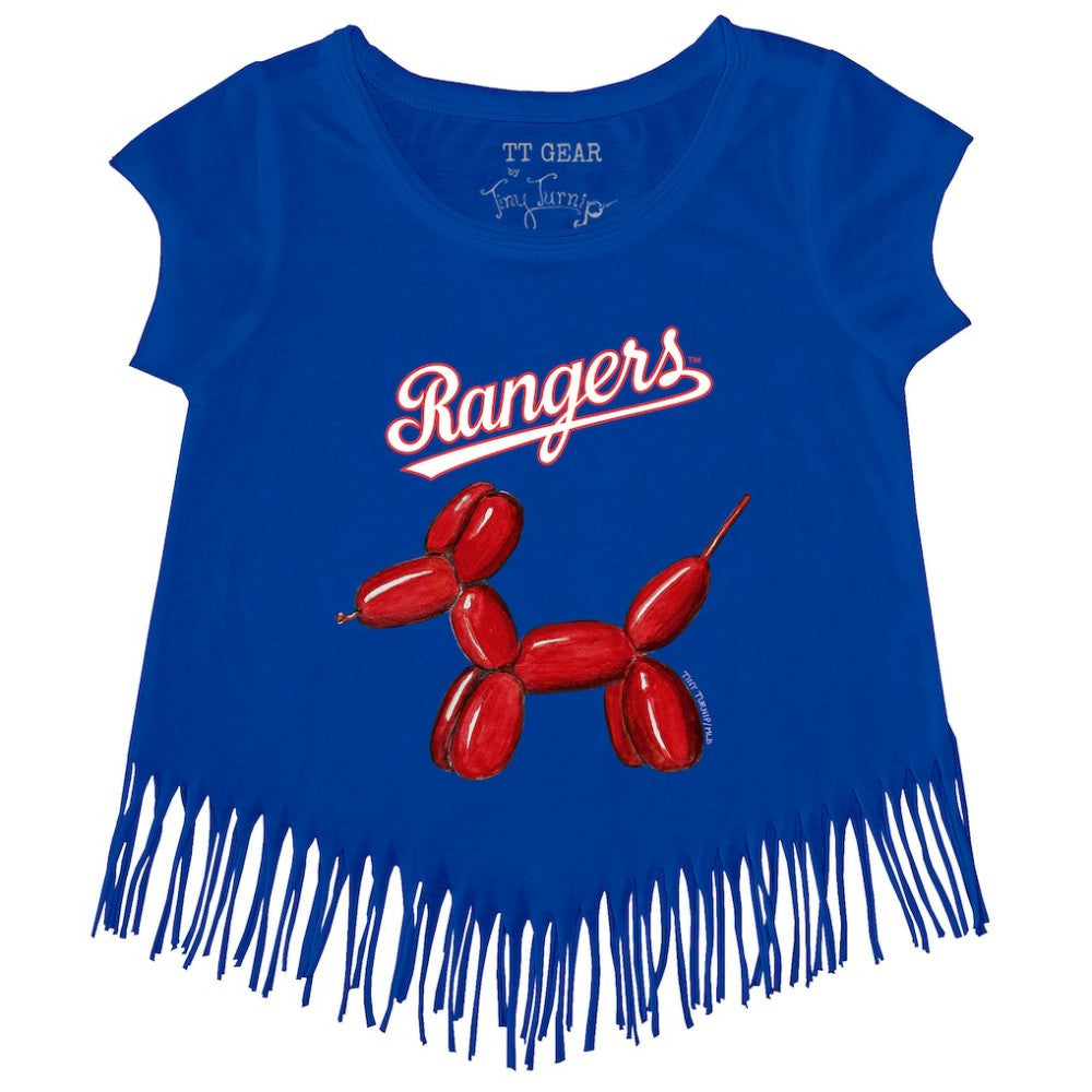 Texas Rangers Tiny Turnip Girls Youth Balloon Dog Fringe T-Shirt | MLB Shop