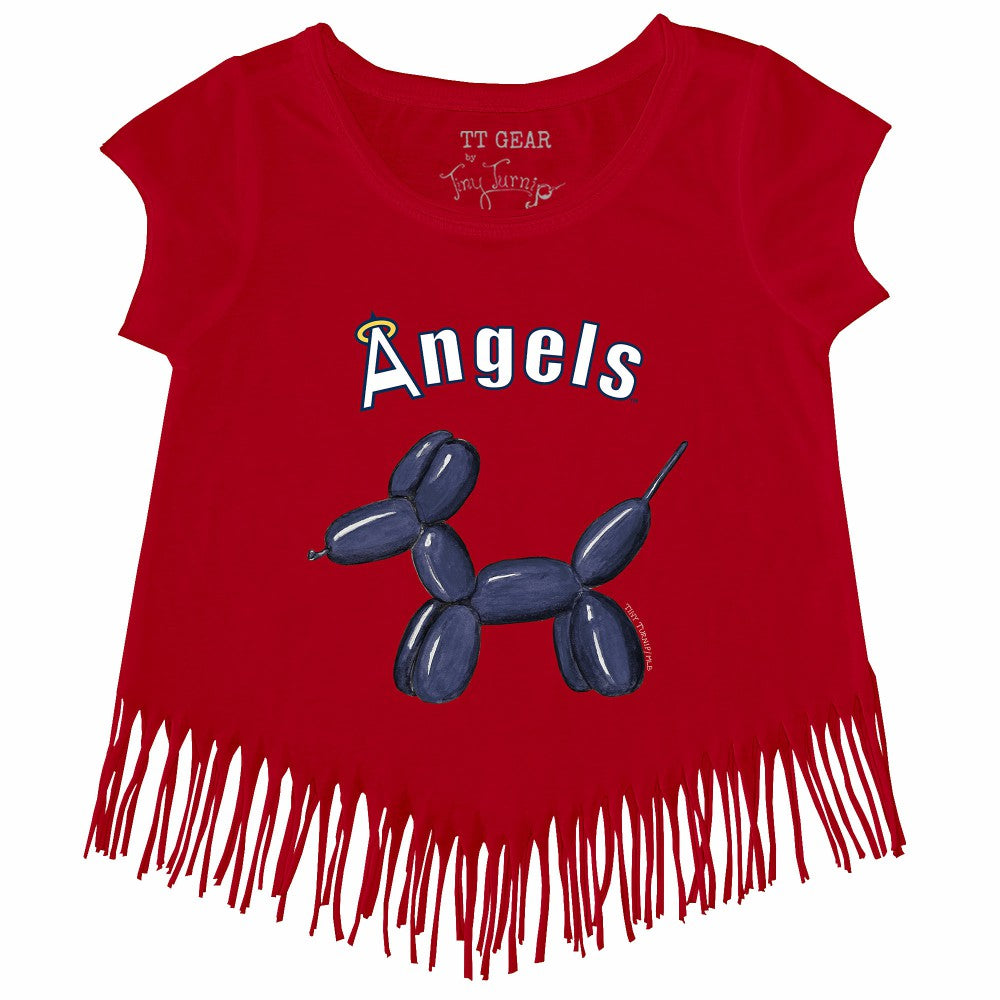 Los Angeles Angels Tiny Turnip Girls Youth Balloon Dog Fringe T-Shirt | MLB US