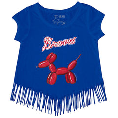 Atlanta Braves Tiny Turnip Girls Youth Balloon Dog Fringe T-Shirt | MLB Discount