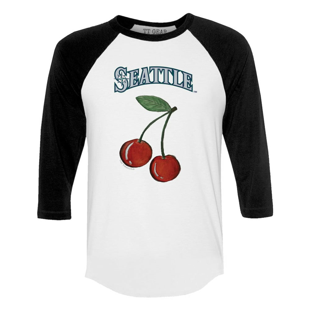 Seattle Mariners Tiny Turnip Women's Cherries 3/4-Sleeve Raglan Baseball T-Shirt | MLB For sale
