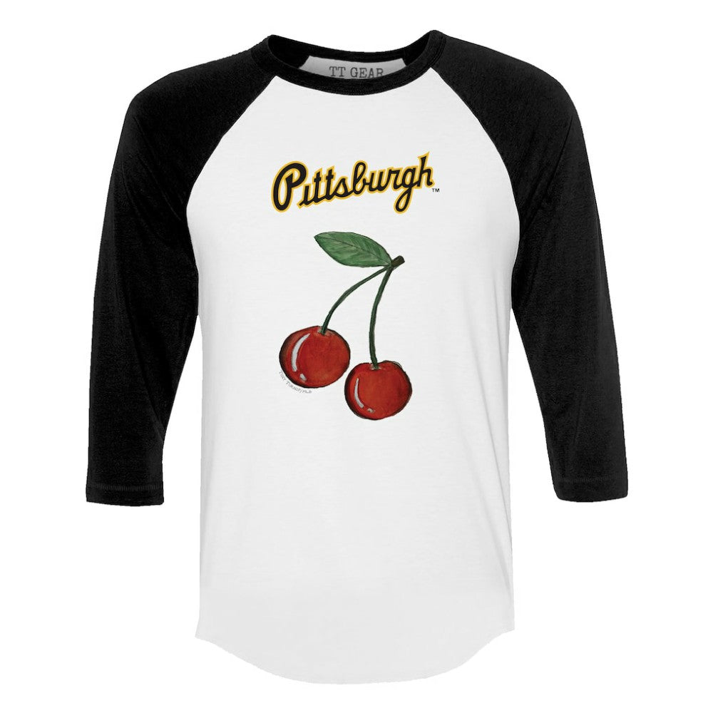 Pittsburgh Pirates Tiny Turnip Women's Cherries 3/4-Sleeve Raglan Baseball T-Shirt | MLB On Sale