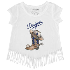 Los Angeles Dodgers Tiny Turnip Girls Youth Cowboy Boot Fringe T-Shirt | MLB Shop