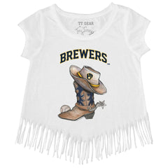 Milwaukee Brewers Tiny Turnip Girls Youth Cowboy Boot Fringe T-Shirt | MLB For sale