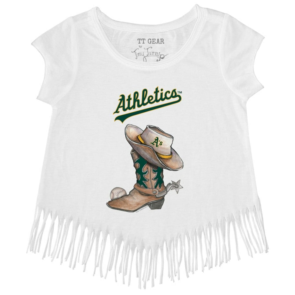 Athletics Tiny Turnip Girls Youth Cowboy Boot Fringe T-Shirt | MLB US