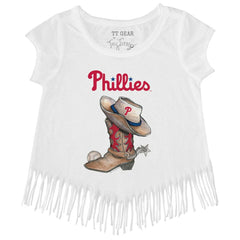Philadelphia Phillies Tiny Turnip Girls Youth Cowboy Boot Fringe T-Shirt | MLB Near me