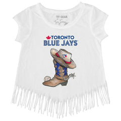 Toronto Blue Jays Tiny Turnip Girls Youth Cowboy Boot Fringe T-Shirt | MLB Discount