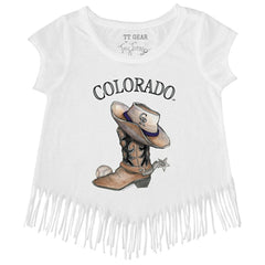 Colorado Rockies Tiny Turnip Girls Youth Cowboy Boot Fringe T-Shirt | MLB Outlet