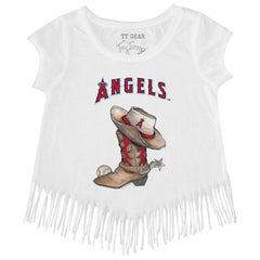Los Angeles Angels Tiny Turnip Girls Youth Cowboy Boot Fringe T-Shirt | MLB Sale