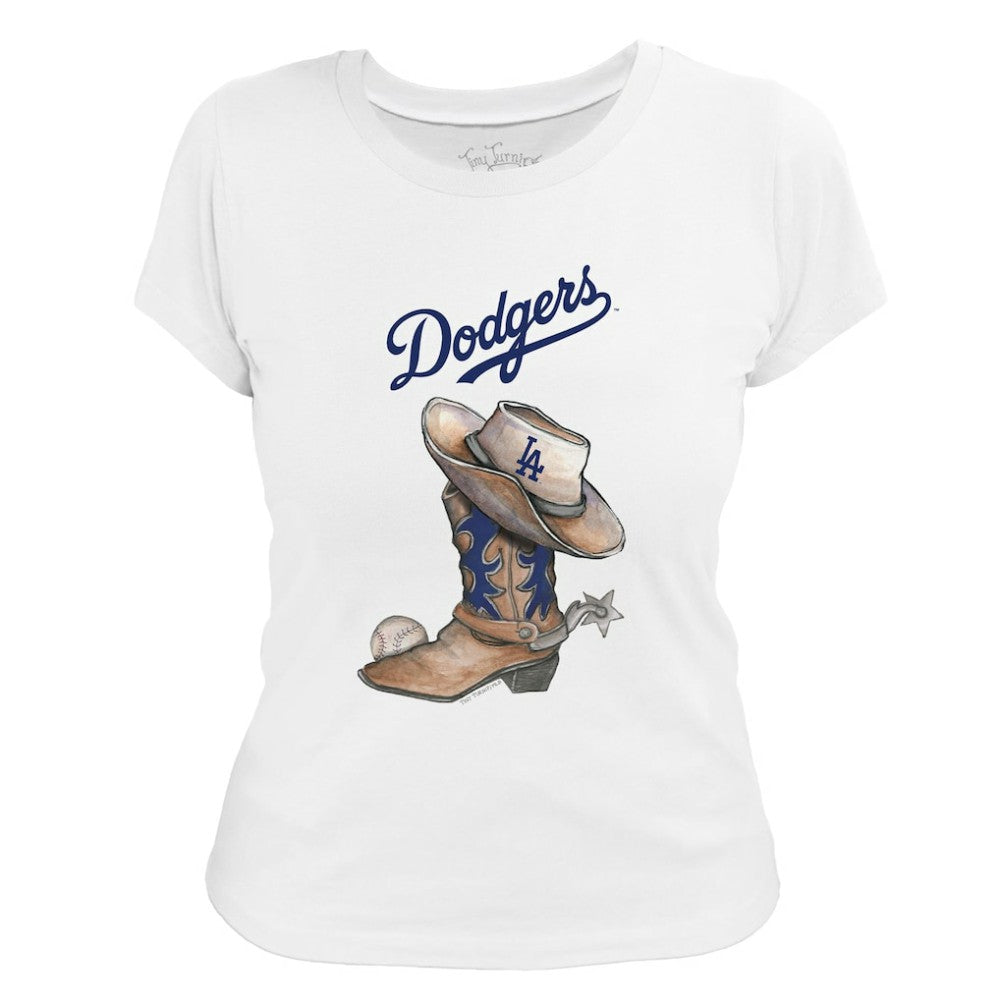 Los Angeles Dodgers Tiny Turnip Women's Cowboy Boot T-Shirt | MLB For sale