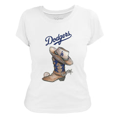 Los Angeles Dodgers Tiny Turnip Women's Cowboy Boot T-Shirt | MLB For sale