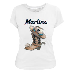 Miami Marlins Tiny Turnip Women's Cowboy Boot T-Shirt | MLB On Sale