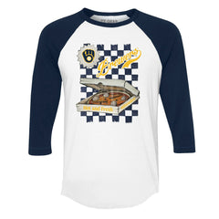 Milwaukee Brewers Tiny Turnip Women's Pizza 3/4-Sleeve Raglan Baseball T-Shirt | MLB On Sale