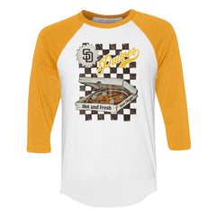 San Diego Padres Tiny Turnip Women's Pizza 3/4-Sleeve Raglan Baseball T-Shirt | MLB Discount