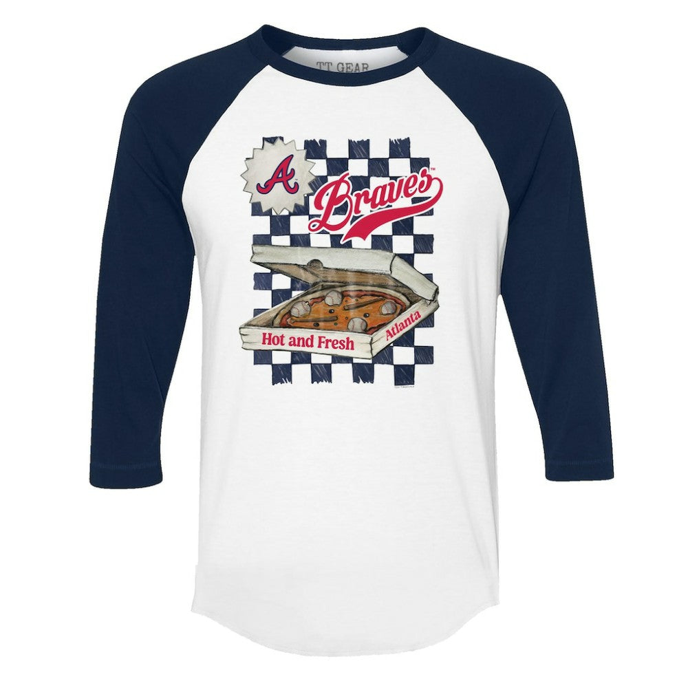 Atlanta Braves Tiny Turnip Women's Pizza 3/4-Sleeve Raglan Baseball T-Shirt | MLB Sale