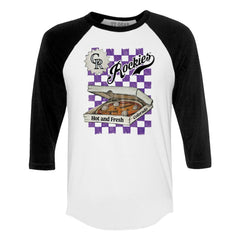 Colorado Rockies Tiny Turnip Women's Pizza 3/4-Sleeve Raglan Baseball T-Shirt | MLB On Sale