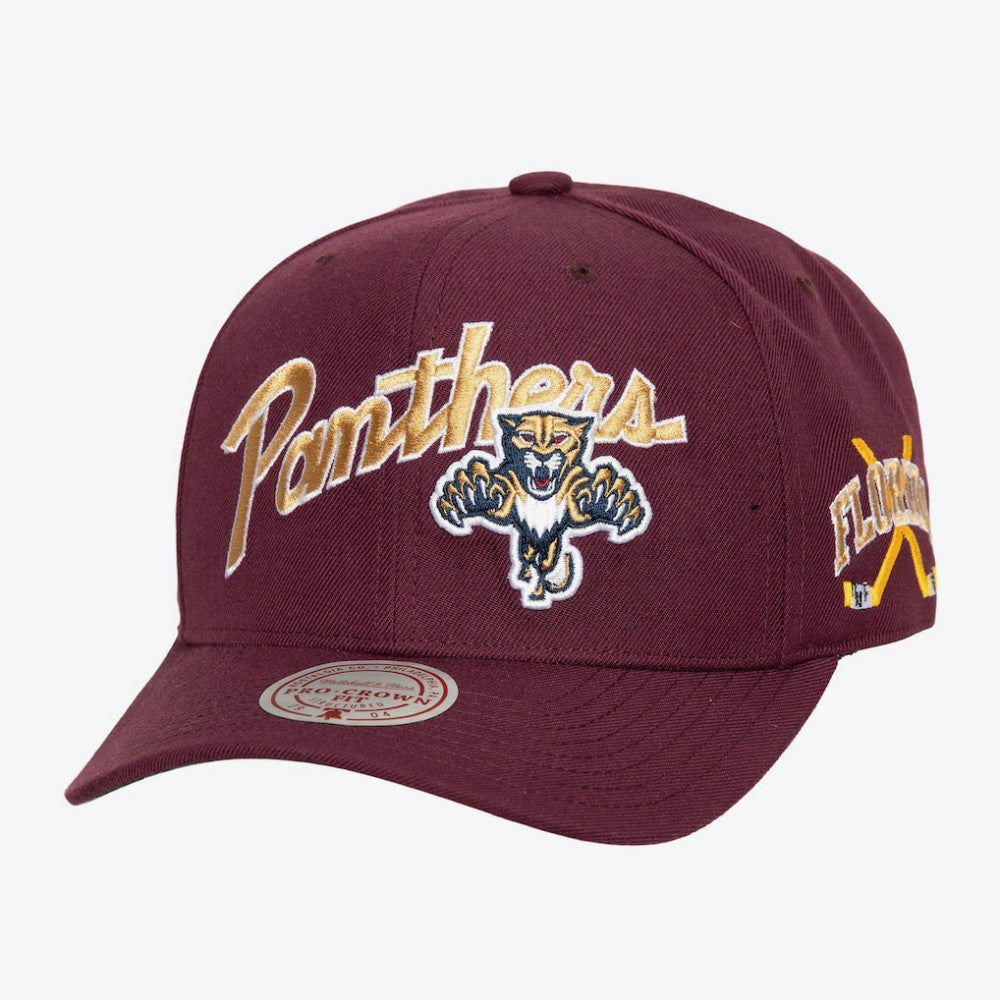 Florida Panthers Mitchell & Ness x Just Don Wave Script Pro Strapback Hat Sale