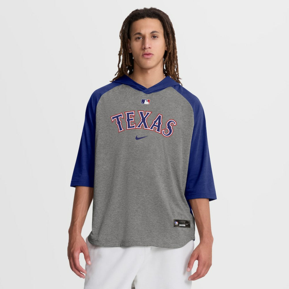 Texas Rangers Nike Authentic Collection Flux Dri-FIT Raglan 3/4-Sleeve Hooded T-Shirt | MLB Outlet