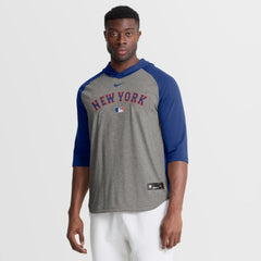 New York Mets Nike Authentic Collection Flux Dri-FIT Raglan 3/4-Sleeve Hooded T-Shirt | MLB Shop