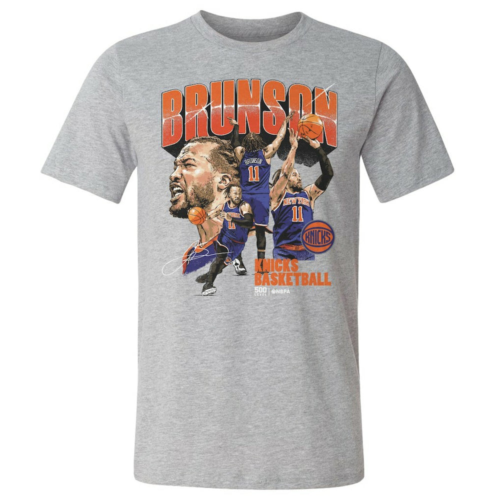Jalen Brunson New York Knicks 500 Level Collage T-Shirt On Sale