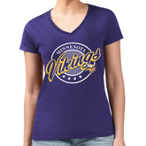Minnesota Vikings G-III 4Her by Carl Banks Women's Super-Slim Fit Lightweight Pinstripe Circle V-Neck T-Shirt