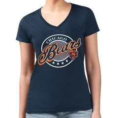 Chicago Bears G-III 4Her by Carl Banks Women's Super-Slim Fit Lightweight Pinstripe Circle V-Neck T-Shirt