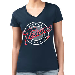 Houston Texans G-III 4Her by Carl Banks Women's Super-Slim Fit Lightweight Pinstripe Circle V-Neck T-Shirt