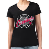 Arizona Cardinals G-III 4Her by Carl Banks Women's Super-Slim Fit Lightweight Pinstripe Circle V-Neck T-Shirt