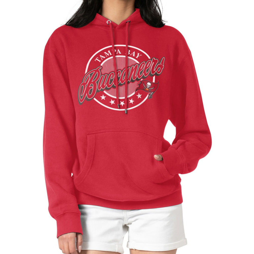 Tampa Bay Buccaneers G-III 4Her by Carl Banks Women's Pinstripe Circle Fleece Pullover Hoodie