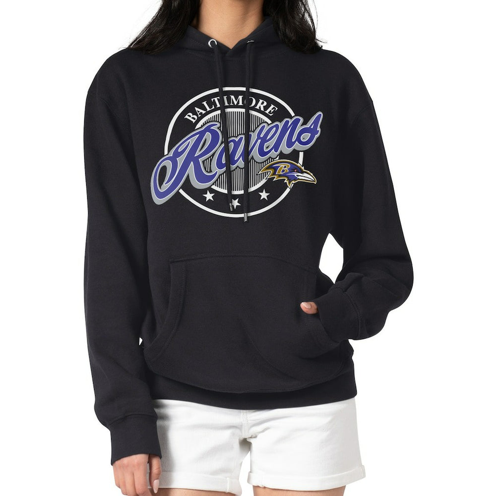 Baltimore Ravens G-III 4Her by Carl Banks Women's Pinstripe Circle Fleece Pullover Hoodie