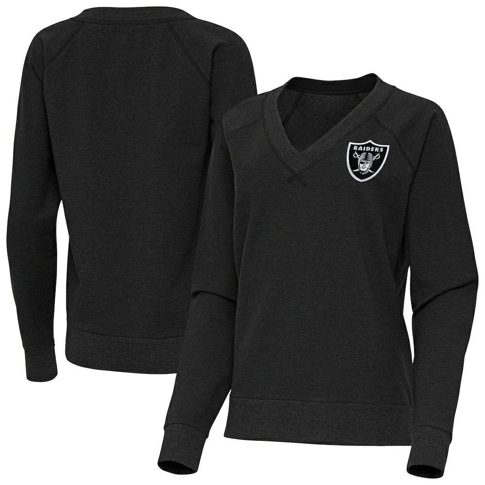 Las Vegas Raiders Antigua Women's Varsity Tri-Blend V-Neck Long Sleeve T-Shirt