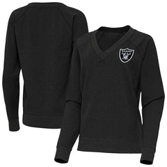 Las Vegas Raiders Antigua Women's Varsity Tri-Blend V-Neck Long Sleeve T-Shirt