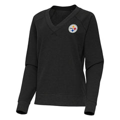 Pittsburgh Steelers Antigua Women's Varsity Tri-Blend V-Neck Long Sleeve T-Shirt