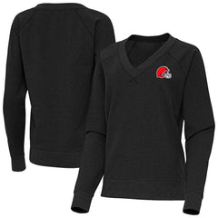 Cleveland Browns Antigua Women's Varsity Tri-Blend V-Neck Long Sleeve T-Shirt