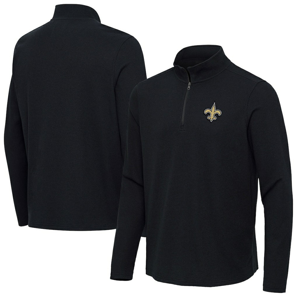 New Orleans Saints Antigua Sync Tri-Blend Quarter-Zip Pullover